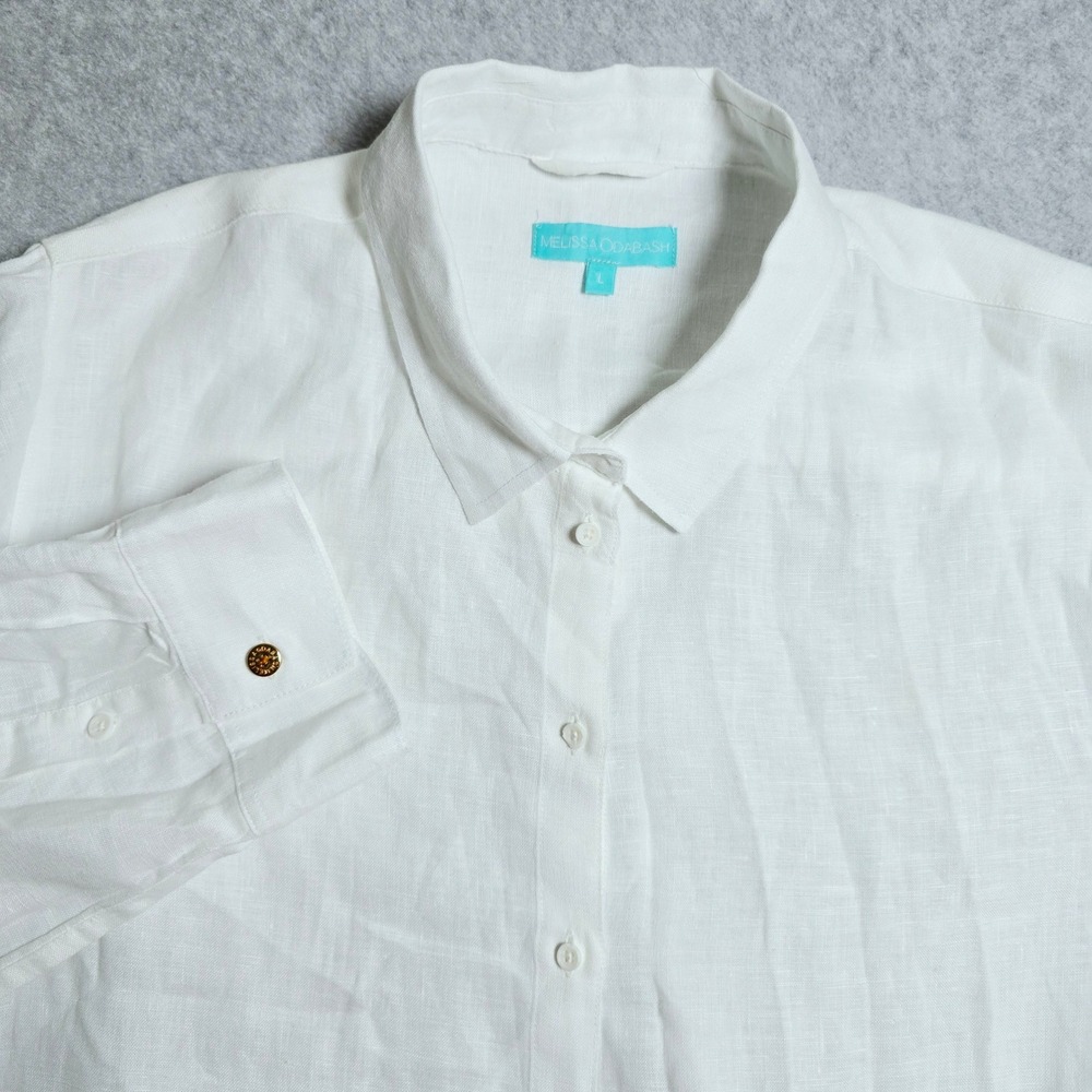 Melissa Odabash Shirt Women Linen Large Button Up Top Cover Beach Casual Resort